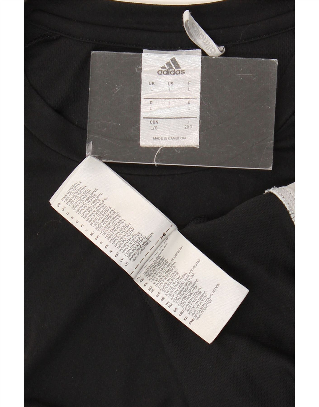 ADIDAS Mens Climalite T-Shirt Top Large Black Colourblock Polyester