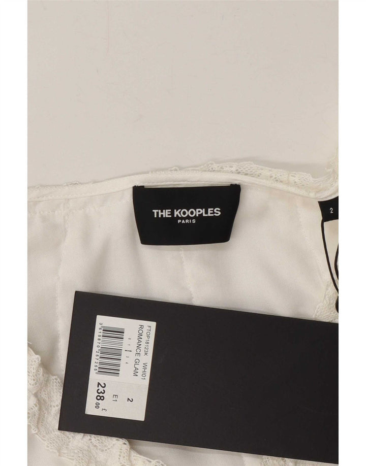 The Kooples Womens Long Sleeve Crop Blouse Top Size 2 Medium White Designer
