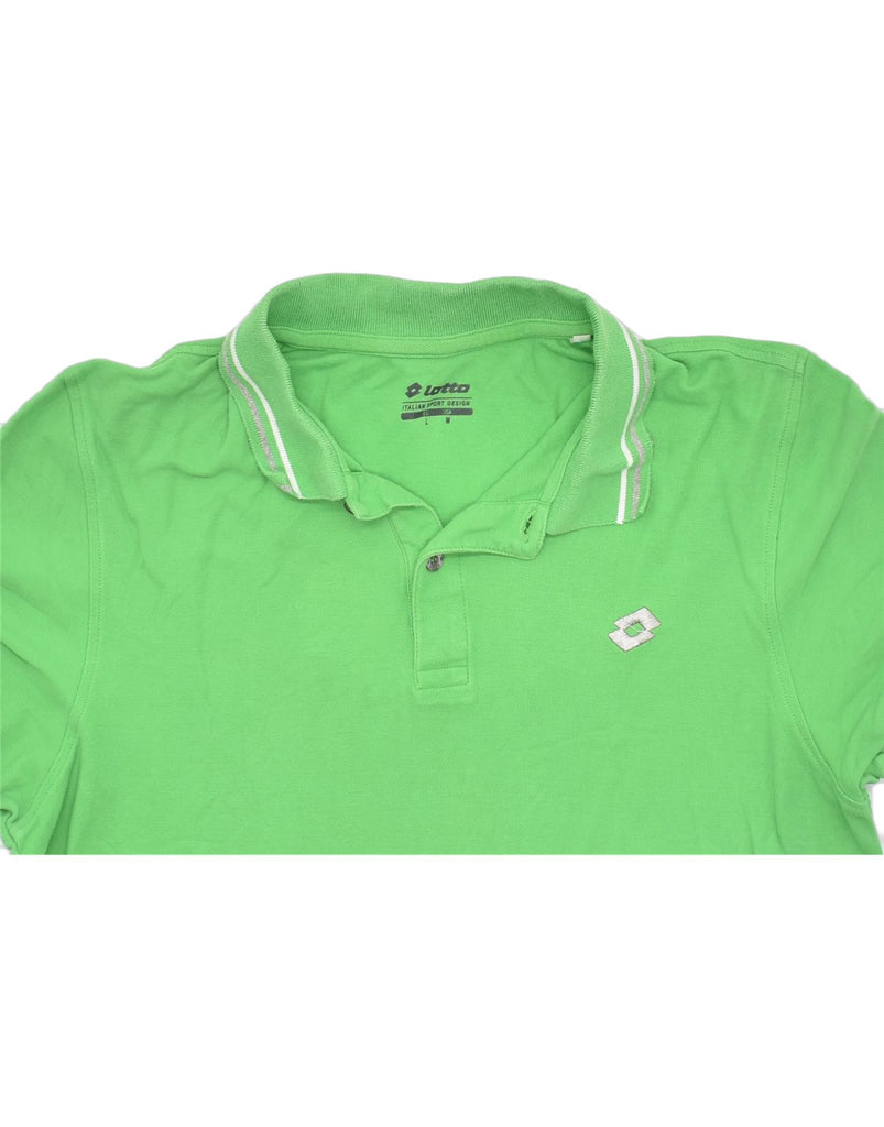 LOTTO Mens Polo Shirt Medium Green Cotton Classic | Vintage | Thrift | Second-Hand | Used Clothing | Messina Hembry 