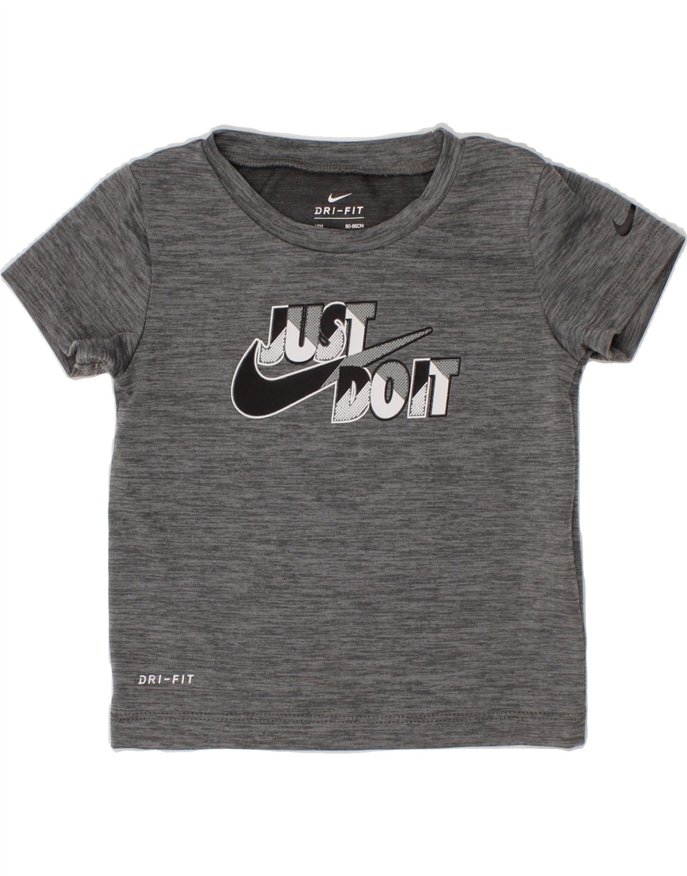 NIKE Baby Boys Dri Fit Graphic T Shirt Top 12 18 Months Grey Flecked Vintage Second Hand Clothing Online Messina Hembry