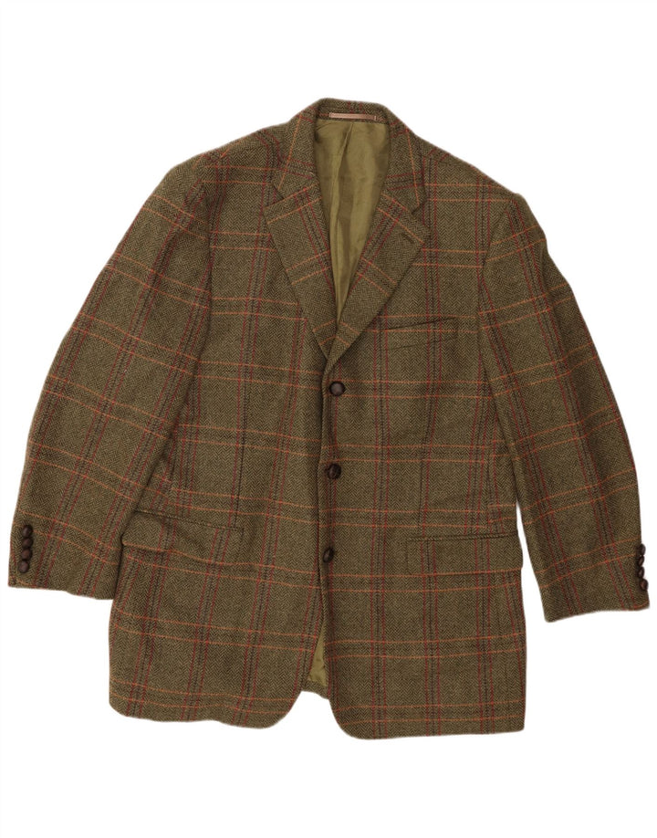 John Hanly&Co Ltd Mens 3 Button Blazer Jacket IT 54 2XL Khaki Check