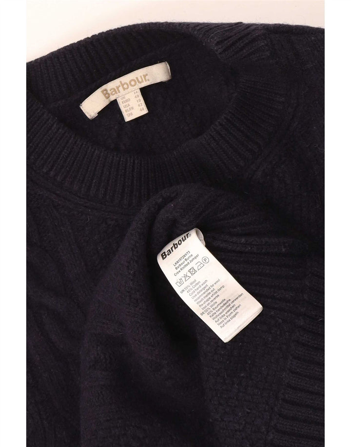 Barbour Womens Crew Neck Jumper Sweater UK 14 Large Navy Blue Wool