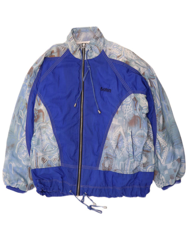 Vintage Mens Tracksuit Top Jacket UK 42 XL Blue Geometric Nylon