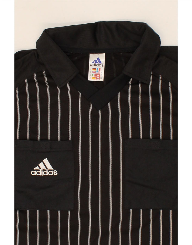 ADIDAS Mens Long Sleeve Polo Shirt Medium Black Striped Polyester Vintage Adidas and Second-Hand Adidas from Messina Hembry 
