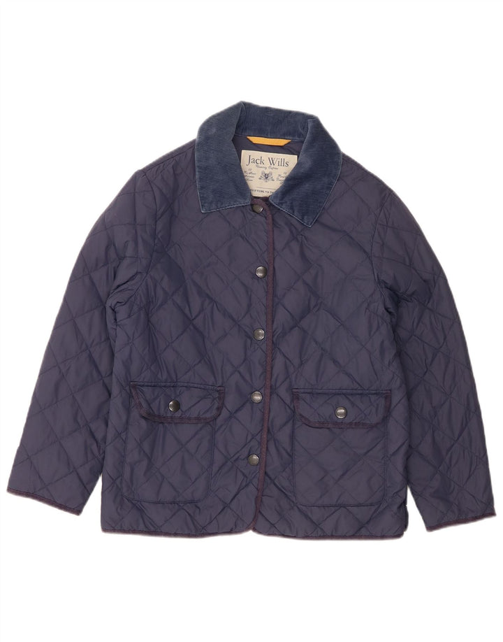 Jack Wills Womens Quilted Jacket UK 14 Medium Navy Blue Nylon