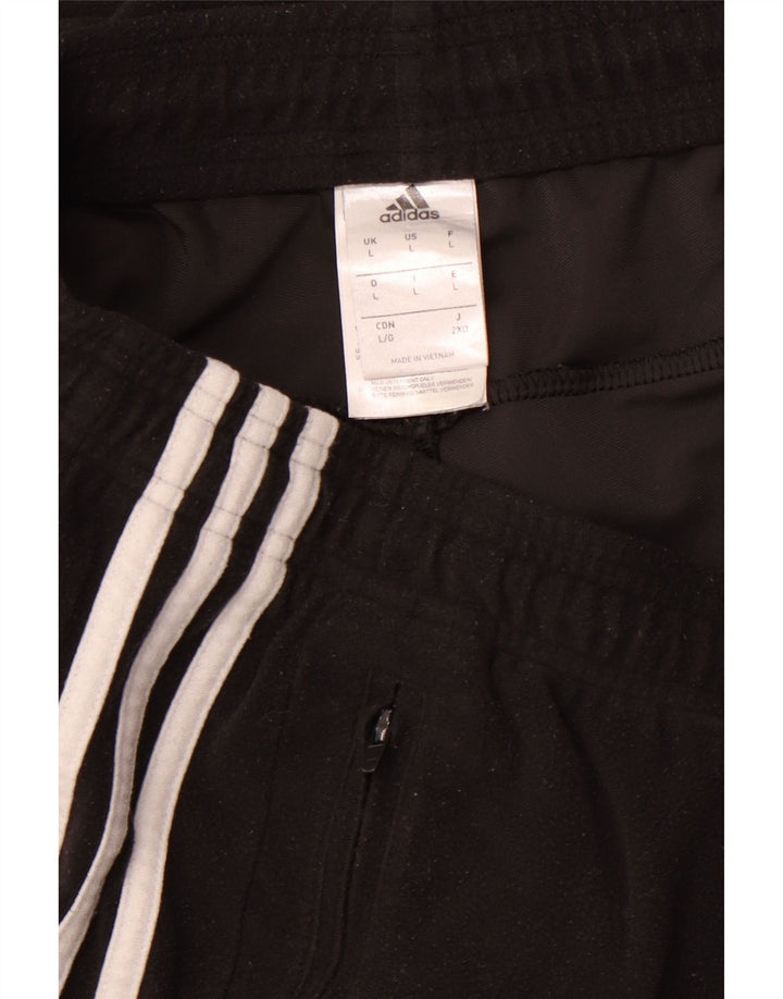 ADIDAS Mens Tracksuit Trousers Joggers Large Black Polyester