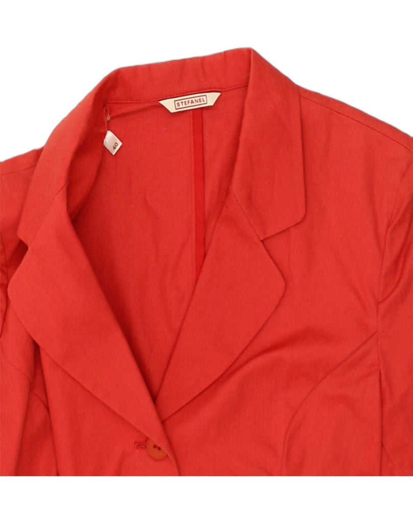 STEFANEL Womens Short Sleeve 3 Button Blazer Jacket IT 40 Small Red Cotton | Vintage Stefanel | Thrift | Second-Hand Stefanel | Used Clothing | Messina Hembry 