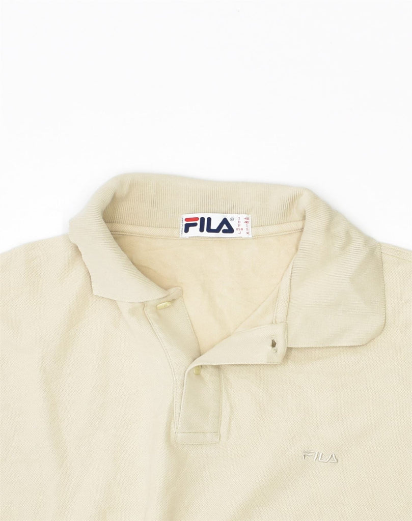 FILA Mens Polo Shirt IT 46 Small Beige Cotton | Vintage | Thrift | Second-Hand | Used Clothing | Messina Hembry 