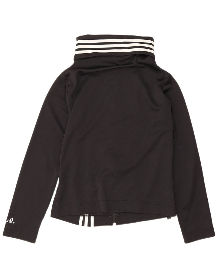 Adidas Womens Tracksuit Top Jacket UK 14 Medium Black Polyester