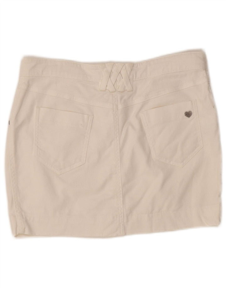 Les Copains Womens Mini Denim Skirt IT 42 Medium W30  White Cotton