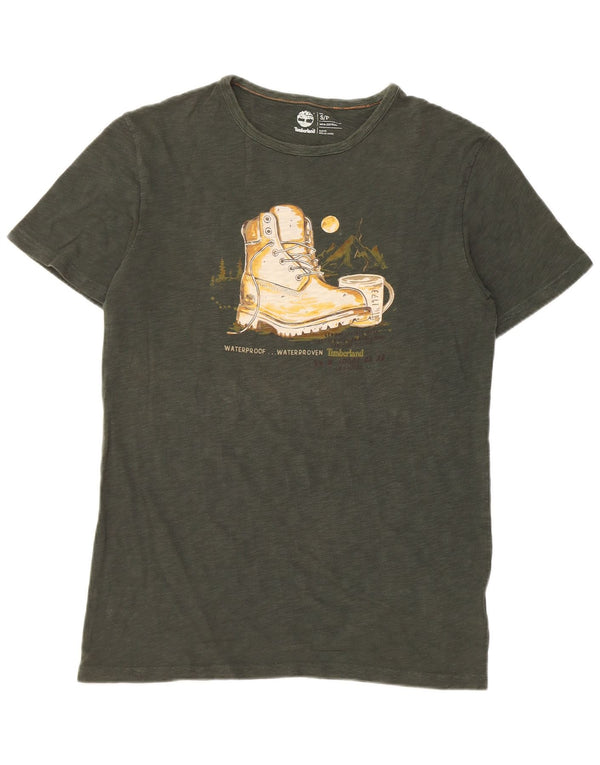 Timberland Mens Slim Fit Graphic T-Shirt Top Small Khaki Cotton