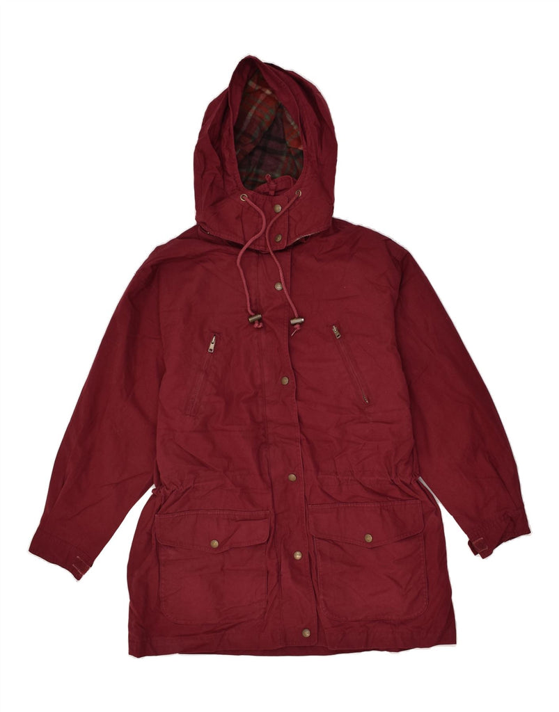 EDDIE BAUER Womens Hooded Parka Jacket UK 14 Medium Maroon Polyester | Vintage Eddie Bauer | Thrift | Second-Hand Eddie Bauer | Used Clothing | Messina Hembry 