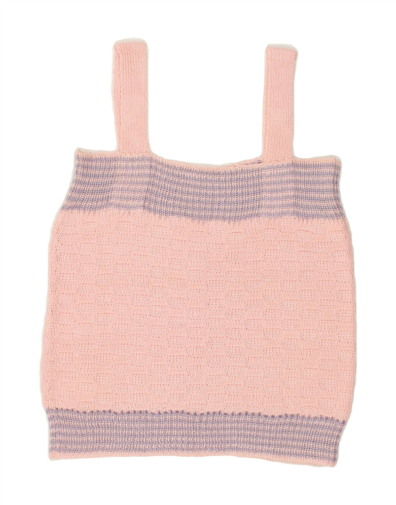 VINTAGE Womens Knit Crop Cami Top UK 0 2XS Pink Colourblock | Vintage Vintage | Thrift | Second-Hand Vintage | Used Clothing | Messina Hembry 