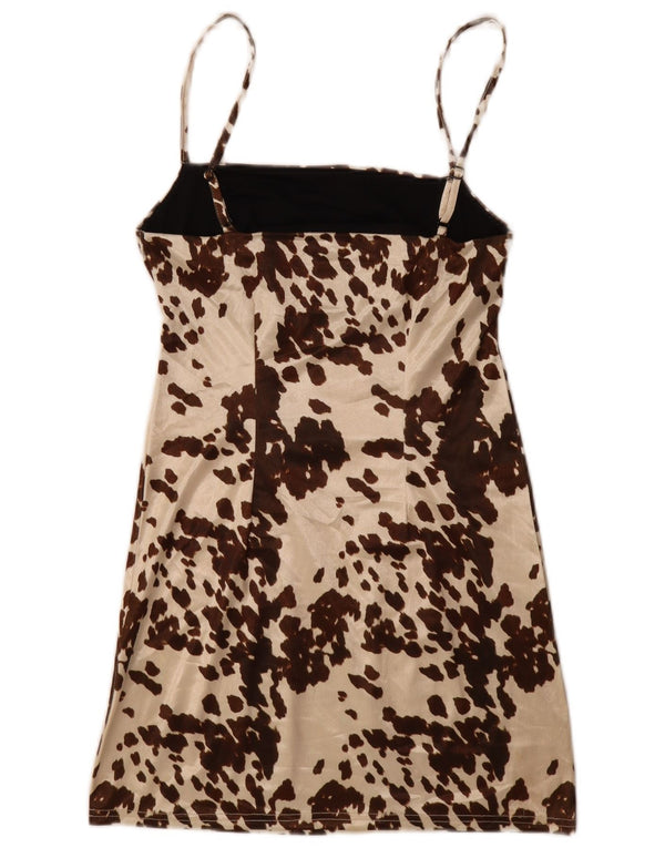 Urban Outfitters Womens Slip Dress UK 12 Medium Brown Animal Print