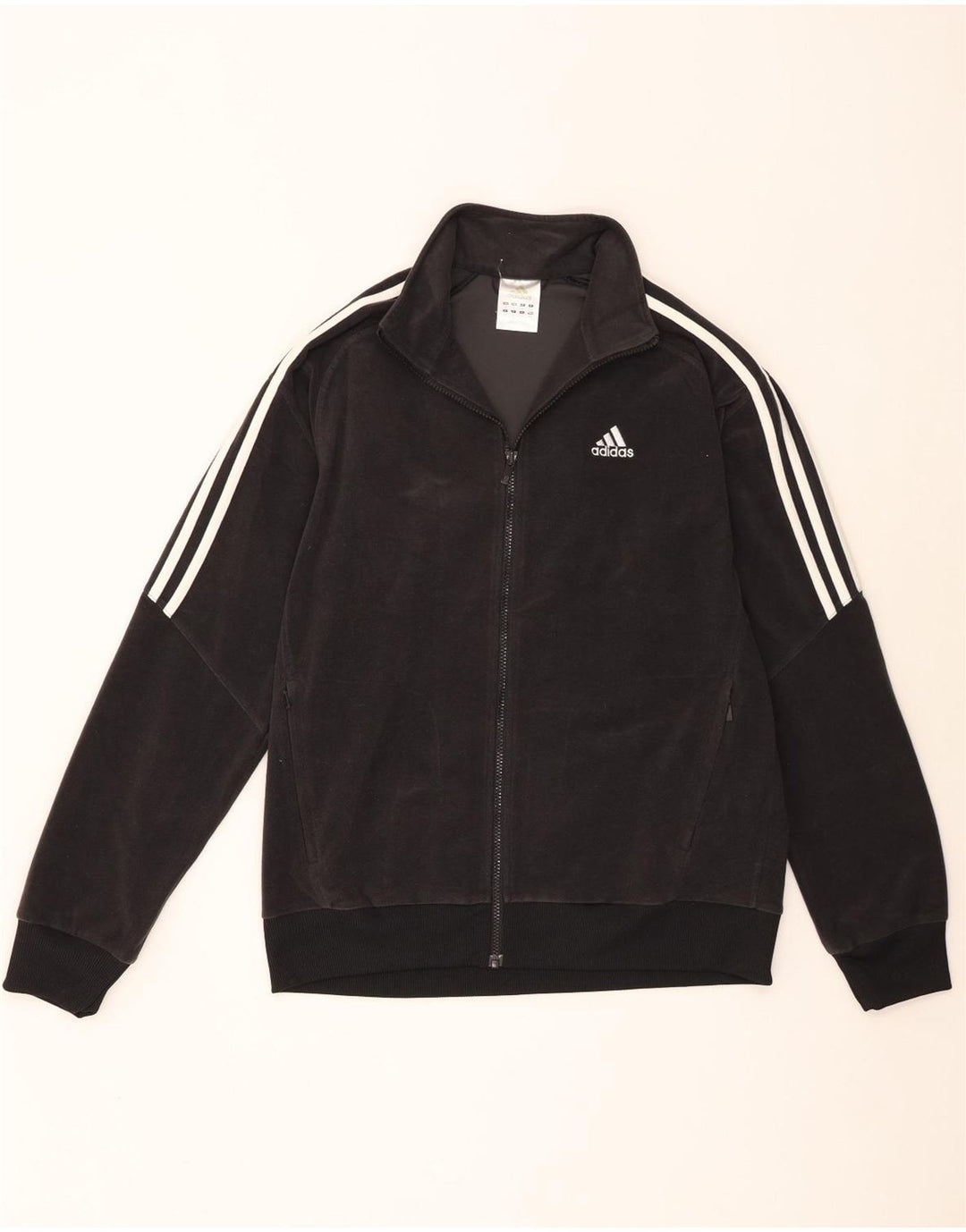 Adidas Mens Fleece Jacket UK 38 Medium Black Polyester