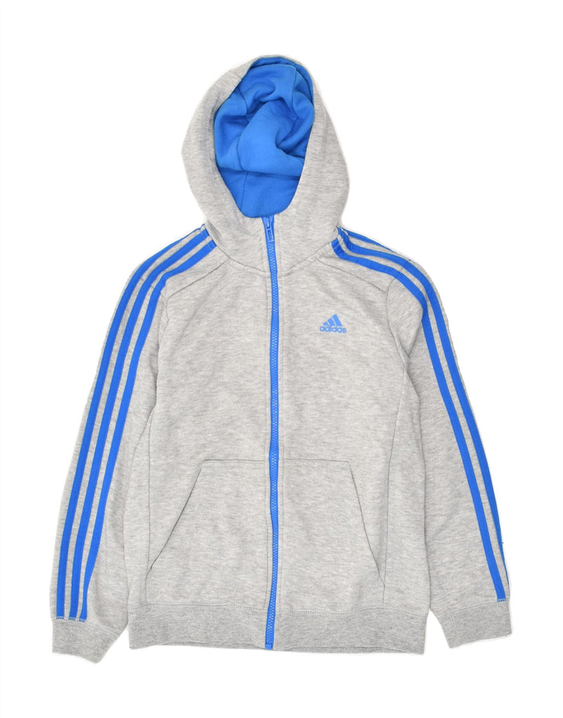 ADIDAS Boys Climalite Zip Hoodie Sweater 11-12 Years Grey Polyester | Vintage Adidas | Thrift | Second-Hand Adidas | Used Clothing | Messina Hembry 