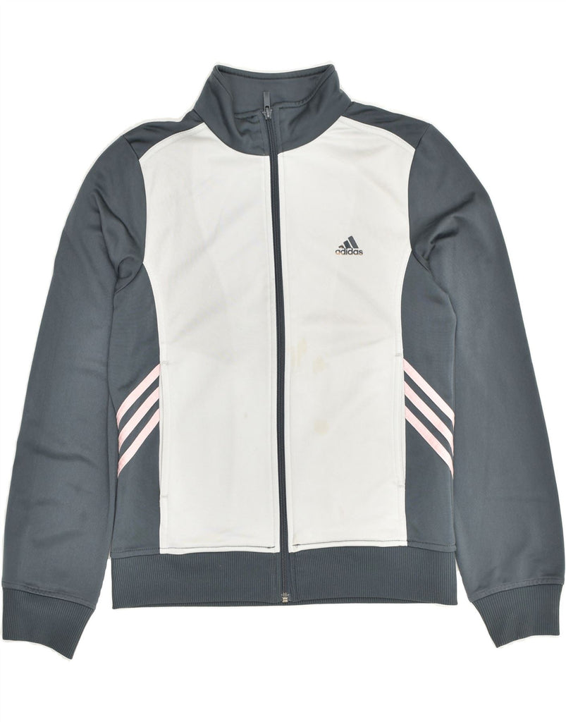 ADIDAS Womens Tracksuit Top Jacket UK 12 Medium Grey Colourblock Polyester | Vintage Adidas | Thrift | Second-Hand Adidas | Used Clothing | Messina Hembry 