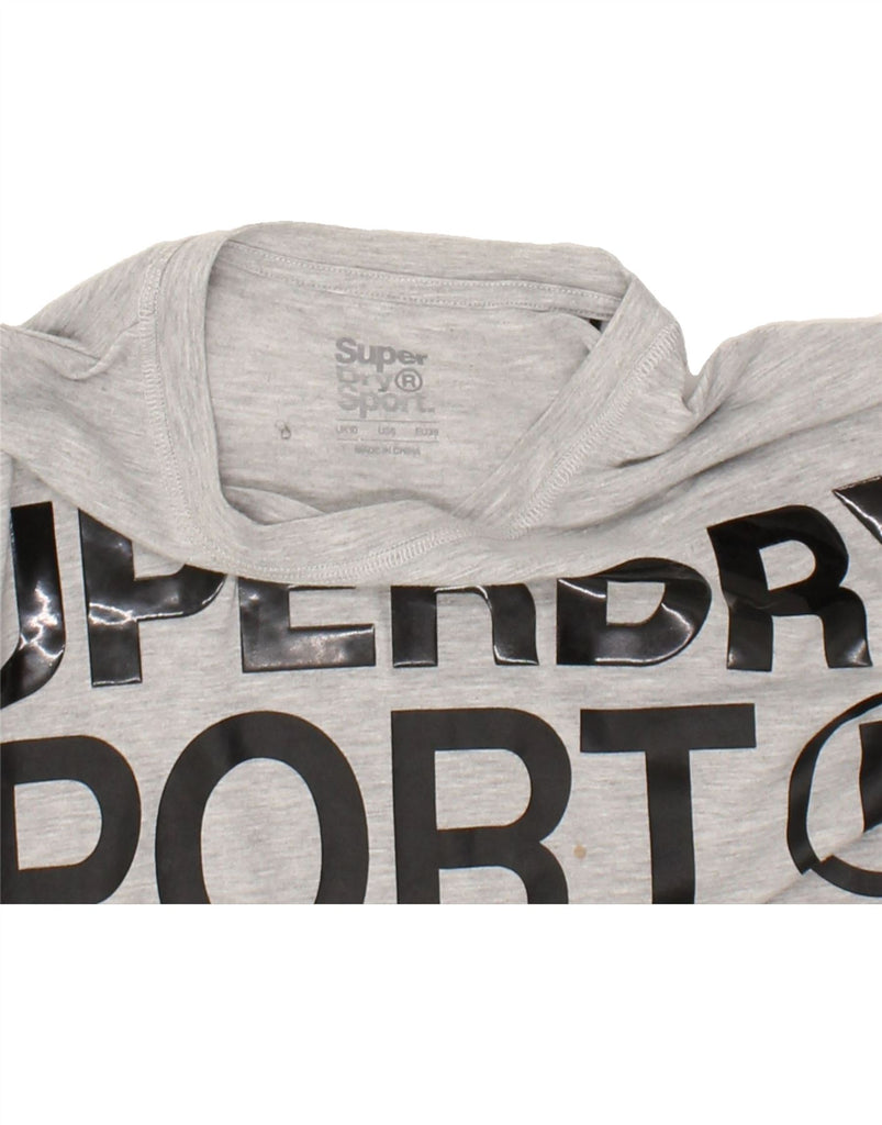 SUPERDRY Womens Graphic T-Shirt Top UK 10 Small  Grey Polyester | Vintage Superdry | Thrift | Second-Hand Superdry | Used Clothing | Messina Hembry 