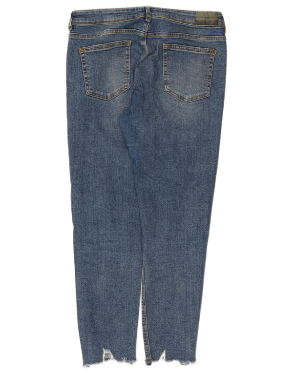 Zara Womens Crop Distressed Skinny Jeans EU 40 Medium W30 L26 Blue