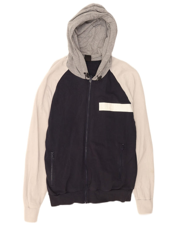 Colmar Mens Zip Hoodie Sweater Large Navy Blue Colourblock Cotton