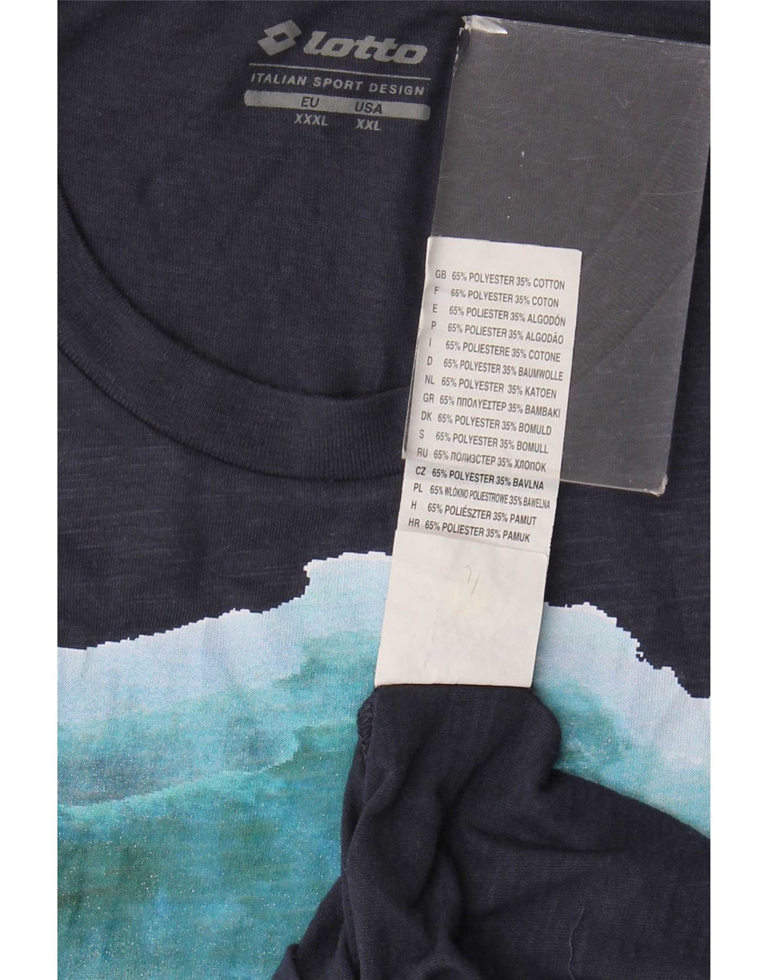 Lotto Mens Graphic T-Shirt Top 3XL Navy Blue Polyester