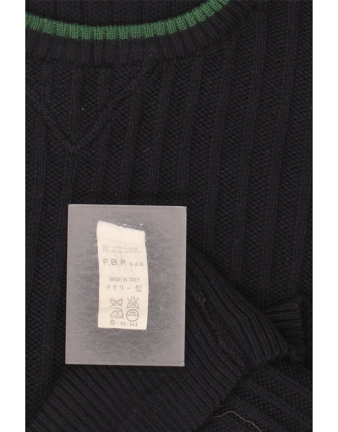 VINTAGE Mens Graphic Crew Neck Jumper Sweater XL Navy Blue Wool