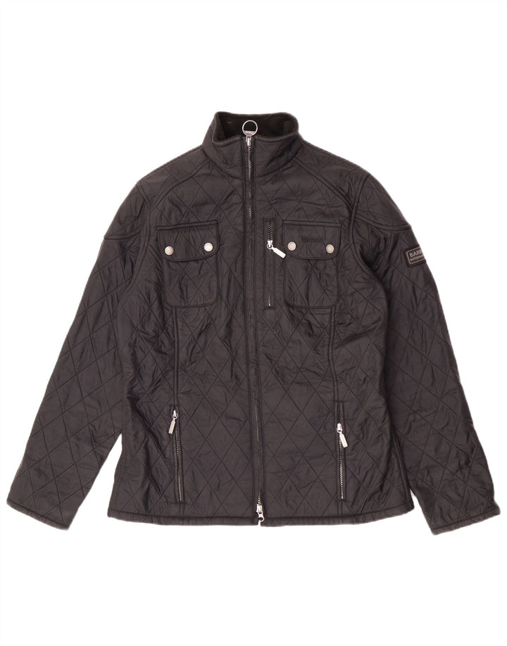 Barbour Womens Quilted Jacket UK 12 Medium Black Polyamide