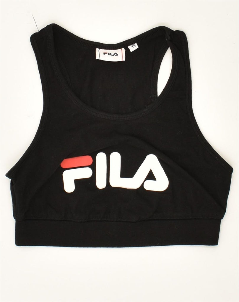 FILA Womens Graphic Sport Bra Top UK 6 XS  Black | Vintage Fila | Thrift | Second-Hand Fila | Used Clothing | Messina Hembry 