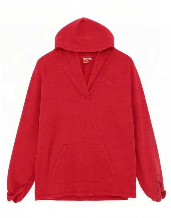 Puma Womens Hoodie Jumper UK 16 Large Red Cotton