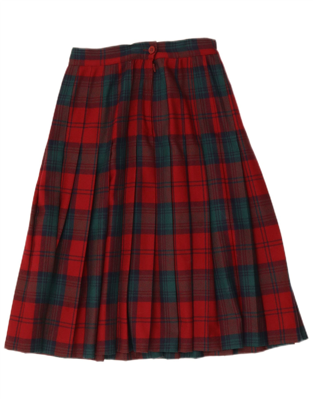 Vintage Womens Knife Pleated Skirt IT 44 Medium W28 Red Plaid Wool