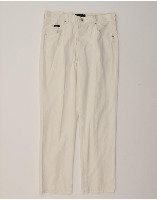 VALENTINO Mens Straight Casual Trousers W36 L31 White Cotton