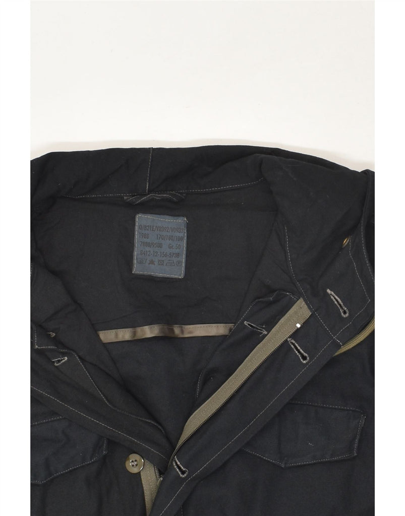 VINTAGE Mens Hooded Overcoat IT 50 Large Black Cotton | Vintage Vintage | Thrift | Second-Hand Vintage | Used Clothing | Messina Hembry 