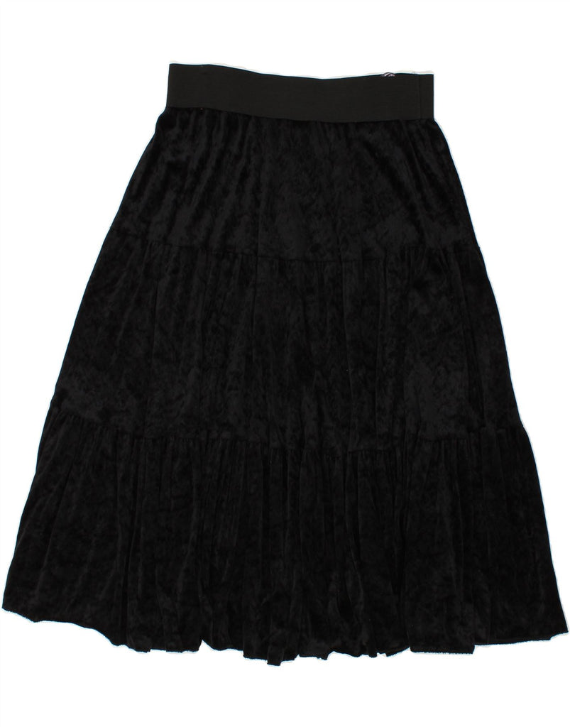 YESSICA Womens Velour High Waist A-Line Skirt EU 44 XL W32 Black Acetate Vintage Yessica and Second-Hand Yessica from Messina Hembry 