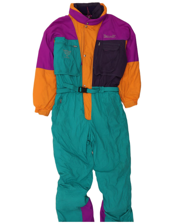 Brunik Mens Hooded Ski Jumpsuit IT 54 XL Green Colourblock