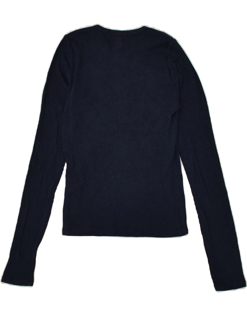 HOLLISTER Womens Top Long Sleeve UK 12 Medium Navy Blue Cotton | Vintage Hollister | Thrift | Second-Hand Hollister | Used Clothing | Messina Hembry 