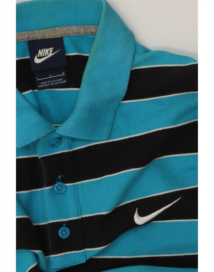 Nike Mens Polo Shirt Large Blue Striped