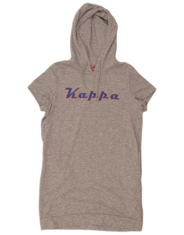 Kappa Womens Graphic Short Sleeves Hoodie Dress UK 14 Medium Grey Cotton