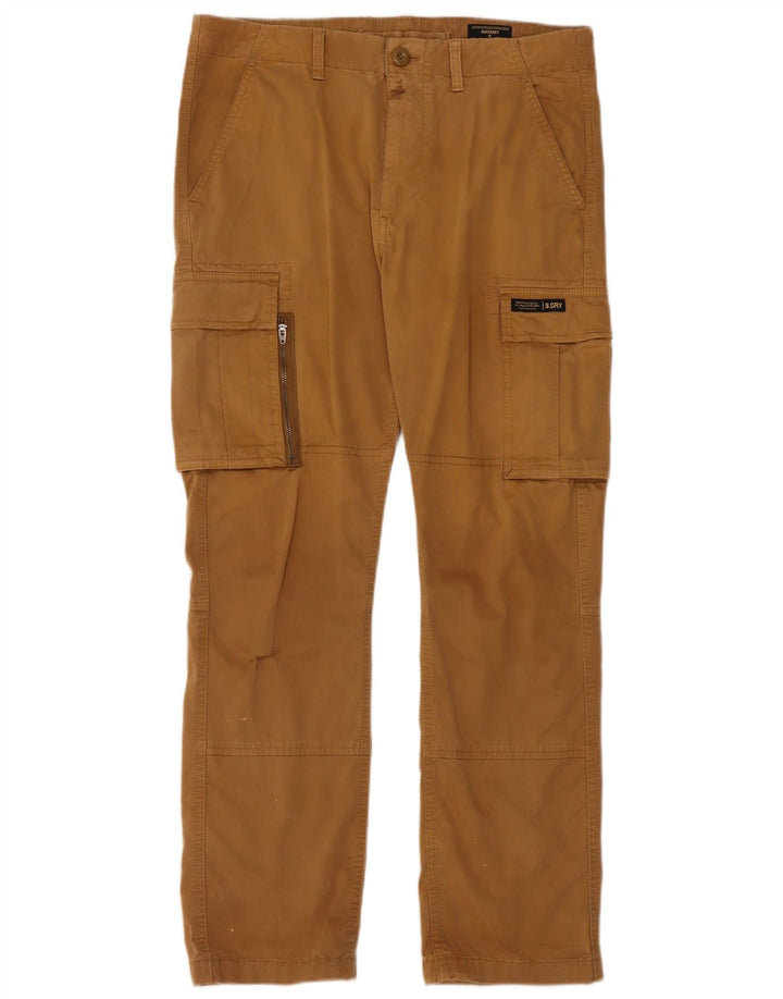 SUPERDRY Mens Straight Cargo Trousers W32 L32 Beige Cotton