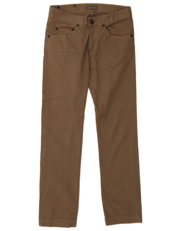 DANIELE ALESSANDRINI Womens Straight Casual Trousers W28 L30 Brown Cotton