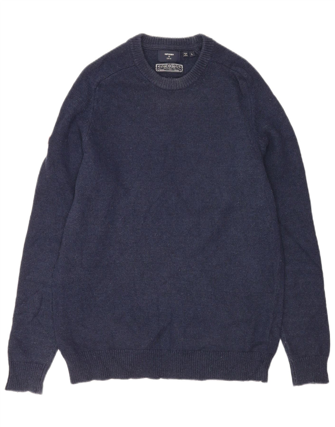 Superdry Mens Crew Neck Jumper Sweater Large Navy Blue Lambswool