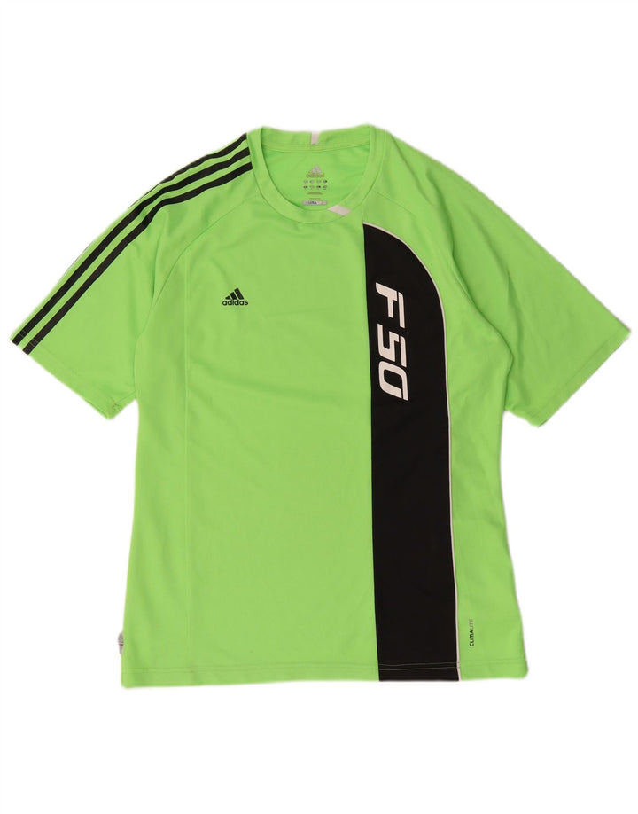 Adidas Mens F50 Graphic T-Shirt Top Medium Green Colourblock Polyester