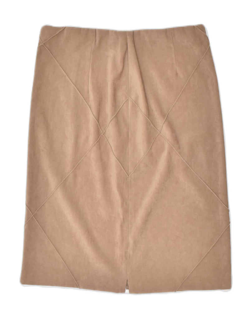 VINTAGE Womens Straight Skirt UK 4 Medium W30 Brown Polyester | Vintage | Thrift | Second-Hand | Used Clothing | Messina Hembry 