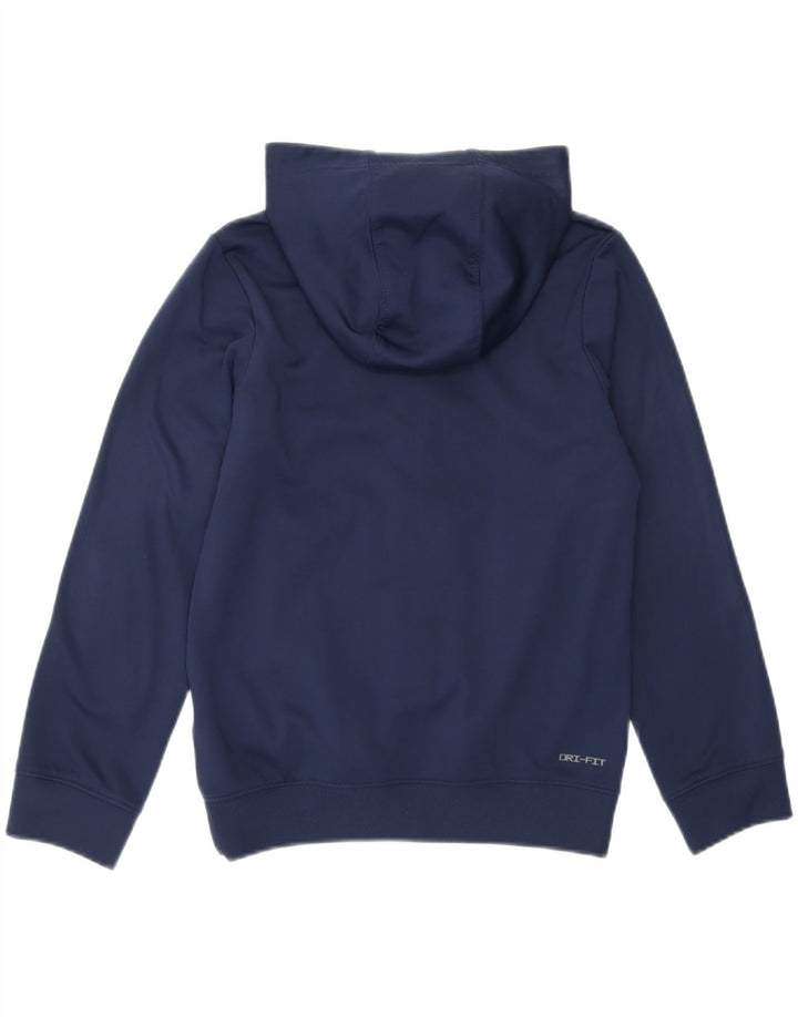 NIKE Boys Dri Fit Zip Hoodie Sweater 10-11 Years Medium Navy Blue Vintage Nike and Second-Hand Nike from Messina Hembry 