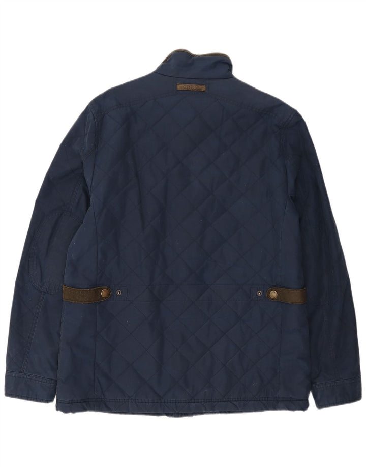 Crew Clothing Mens Quilted Jacket UK 40 Large Navy Blue Cotton