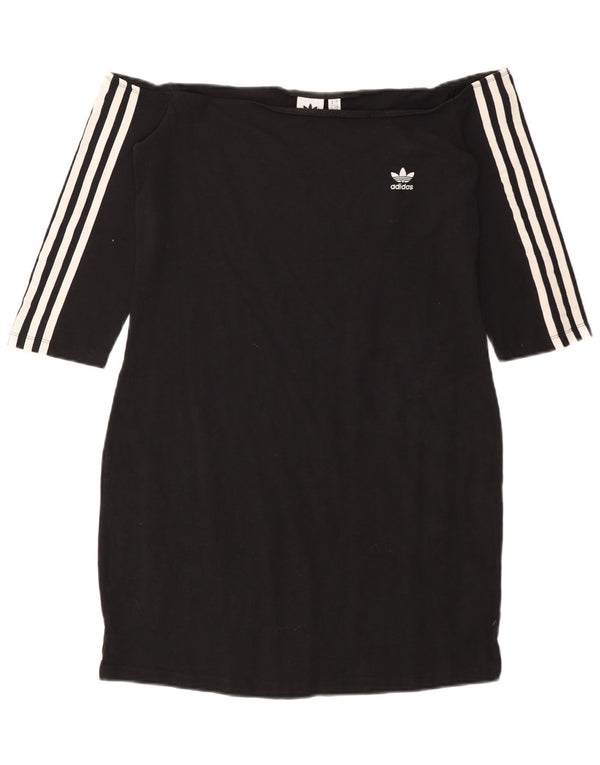 ADIDAS Womens Off Shoulder Dress UK 18 XL Black Cotton