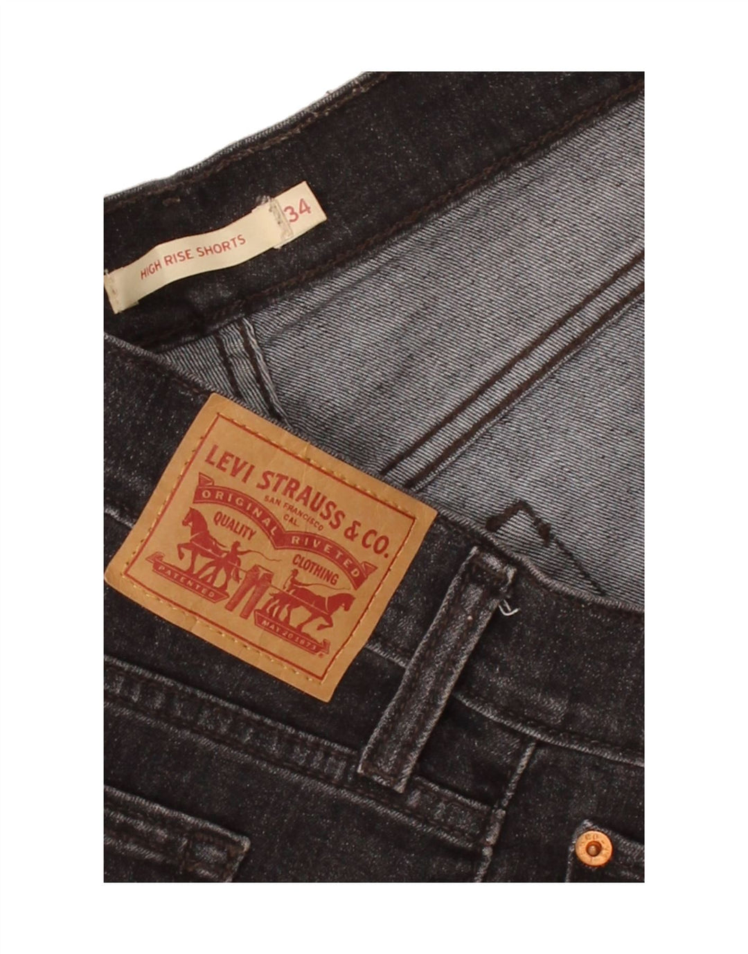 LEVI'S Womens High Rise Denim Shorts W34 Large  Black Cotton Vintage Levi's and Second-Hand Levi's from Messina Hembry 