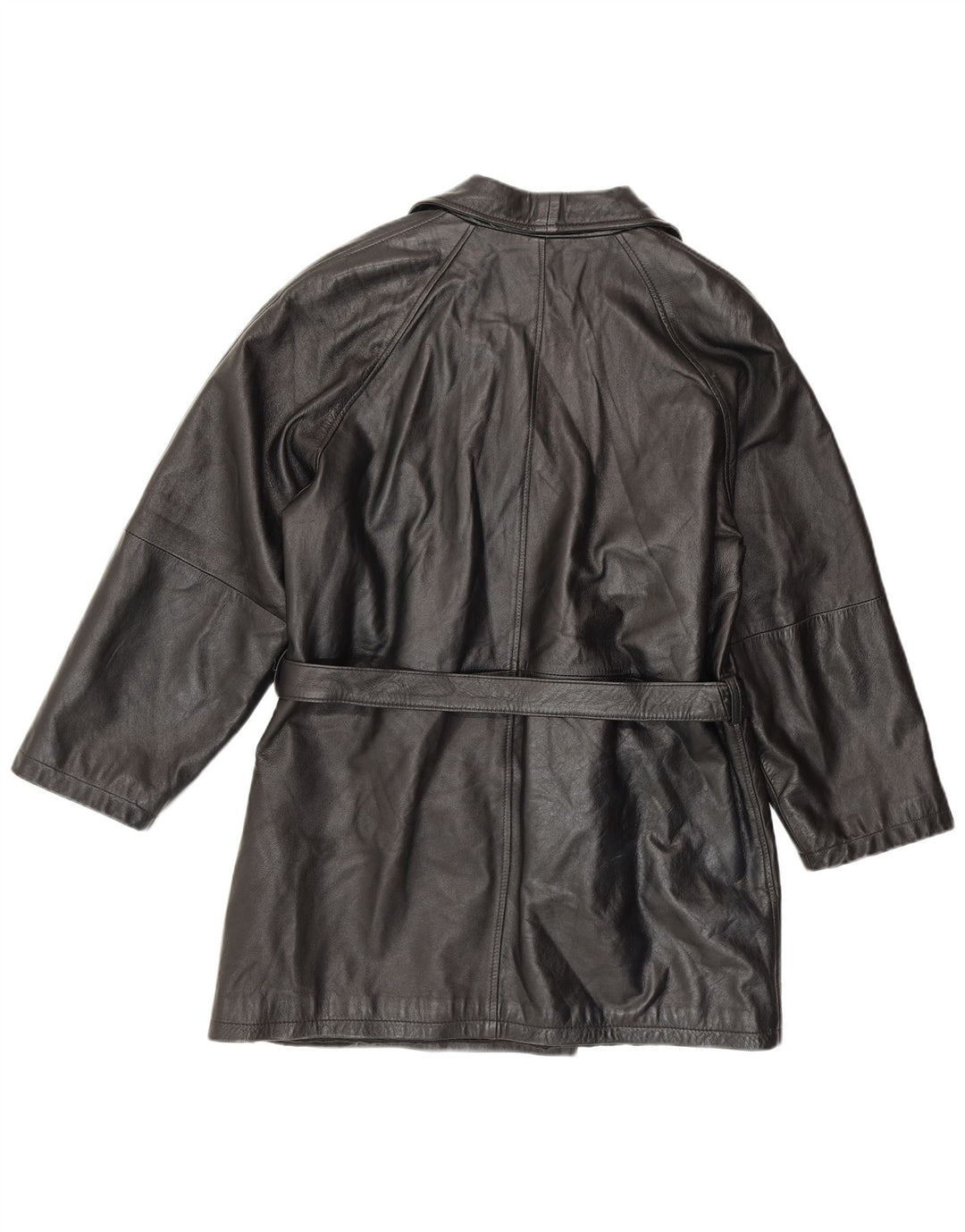 ANTICA PELLERIA Womens Double Breasted Coat UK 16 Large Black Leather