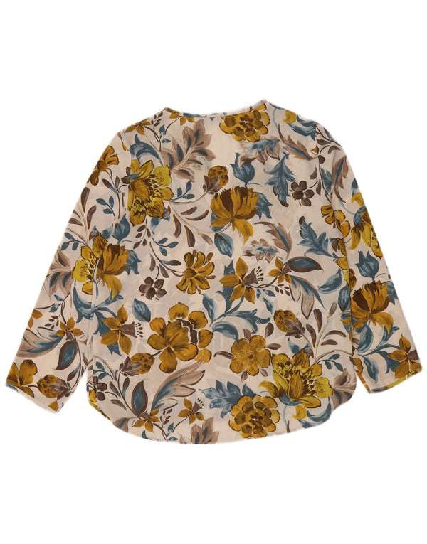 Zara Womens Long Sleeve Blouse Top UK 16 Large White Floral