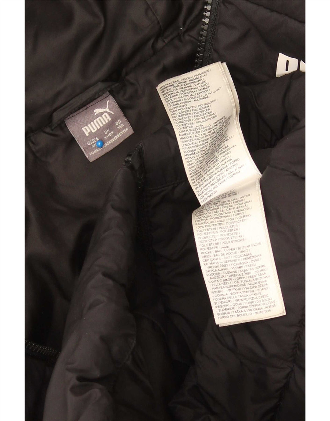 Puma Boys Hooded Padded Jacket 9-10 Years Black Polyester