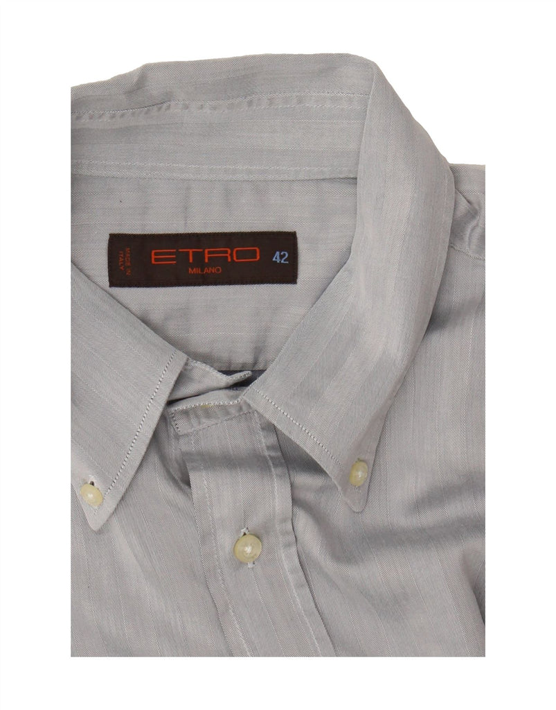 ETRO Mens Milano Shirt Size 42 Large Grey Striped Cotton Vintage Etro and Second-Hand Etro from Messina Hembry 